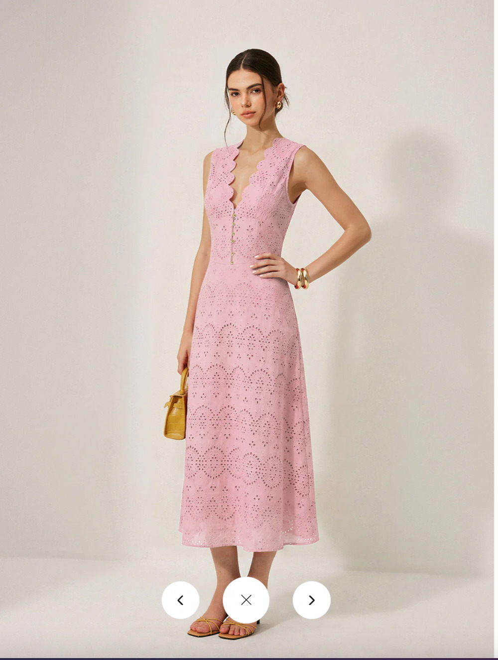 NWT Commense Cotton Sleeveless Embroidered Eyelet Dress Sz S